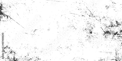 White background with scattered grey grunge texture, Abstract black and white gritty grunge background, Overlay for interesting effect and depth, The surface is covered with scratches.	