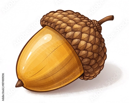 Cute Cartoon Acorn Clipart on White Background