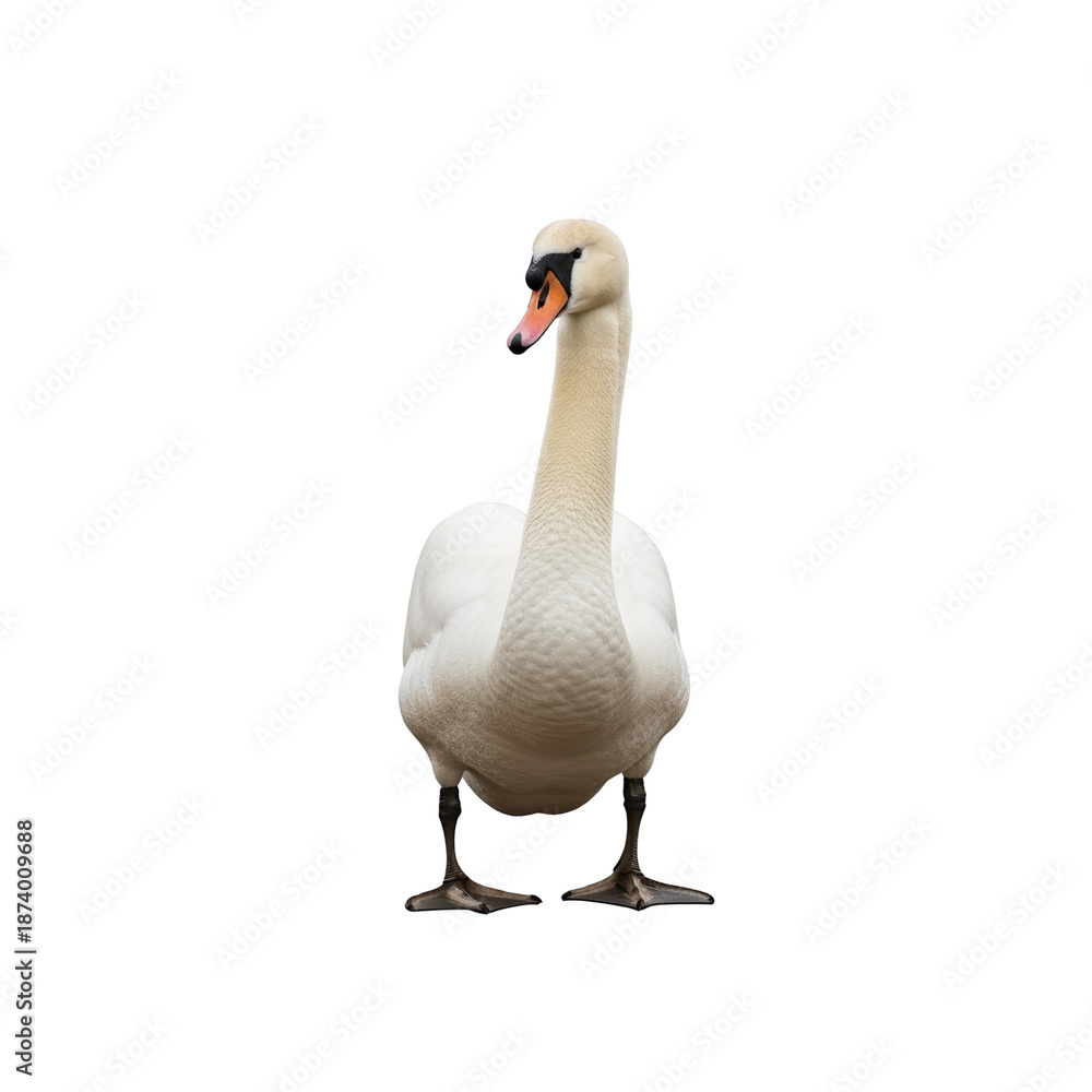 Fototapeta premium Elegant swan standing gracefully on a transparent background 