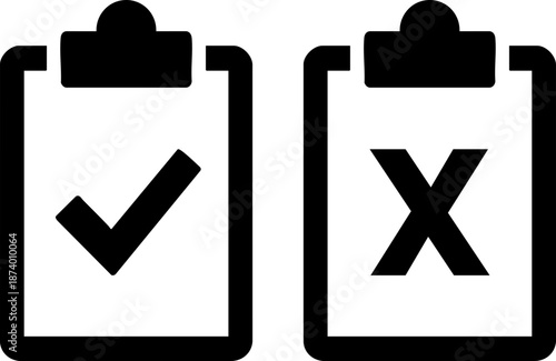 Check Mark and Cross Icons Vector – Yes No, Right Wrong, Approved Rejected Symbols