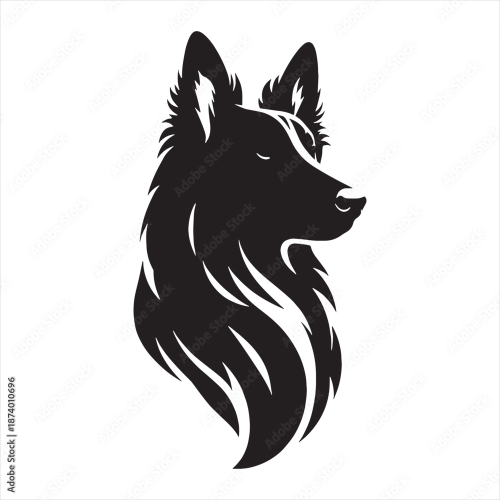 Fototapeta Belgian Shepherd Dog Vector Silhouette Illustration Showing Strength Intelligence and Loyalty Perfect for Logos Branding T Shirts Stickers Posters Animal Art Prints and Professional Graphic.