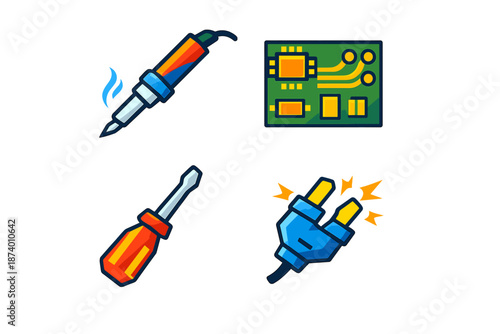 Set of electronic repair icons