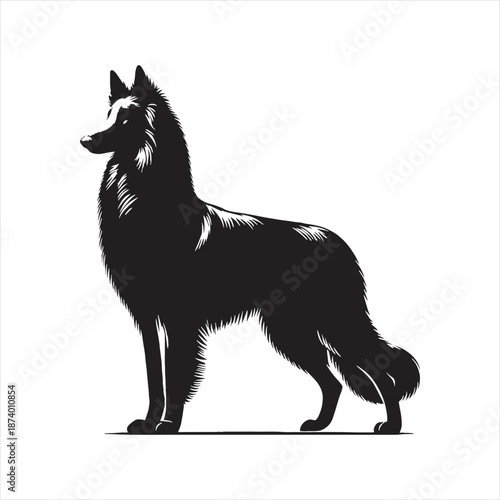 Belgian Shepherd Dog Vector Silhouette Illustration Showing Strength Intelligence and Loyalty Perfect for Logos Branding T Shirts Stickers Posters Animal Art Prints and Professional Graphic.