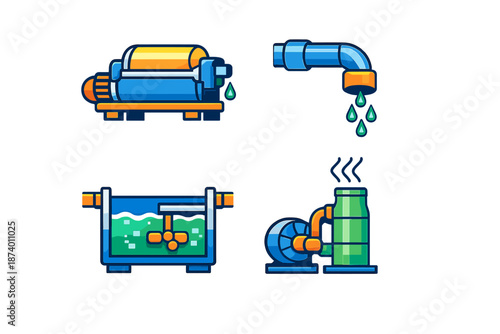Water treatment and processing icons