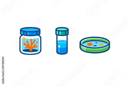 Abstract scientific laboratory equipment glowing on dark background