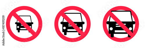 No entry car sign set indicating vehicles prohibited from entering, isolated on a white background, clean minimalist style for traffic regulation and safety design.