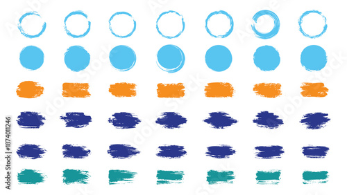 Paint Brush Strokes Set – Colorful Hand Drawn Circles and Swatches