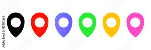 Location icon set with map pins and markers in a clean minimalist style, isolated on white background, suitable for navigation, GPS, and mapping design.