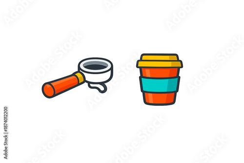 Espresso Portafilter and Coffee Cup Icons