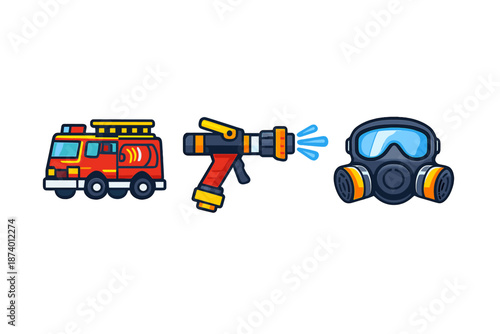 Firefighter equipment icons