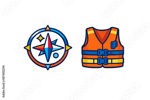 Compass and Life Jacket Icons