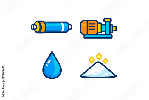 Icons for Water Filtration and Purification System
