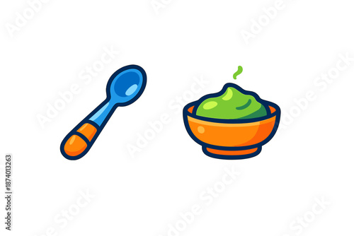 Spoon and bowl of green dip