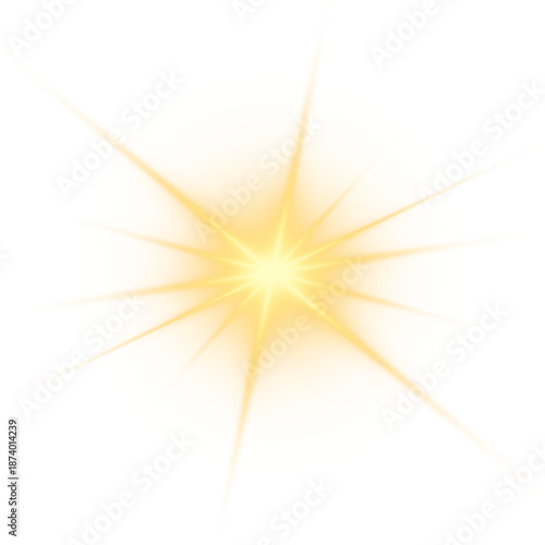 Golden starlight sparkle shines with soft rays and glowing flare. The abstract light effect feels warm and magical. Perfect for creative visual compositions. PNG