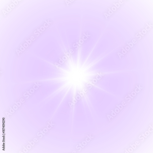 Png starburst light in white created by sun and sharp sunlight rays. Sparkle, sparks, and flash highlights animate the star. Powerful glowing light covers background. Vector illustration.