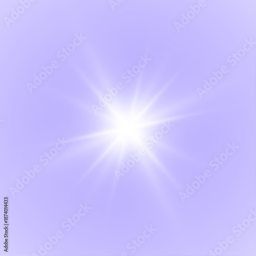 Png star light in white with sun and flowing sunlight blue rays. Sparkle, sparks and flash highlights animate the starburst. Bright glowing light spreads across background. Vector illustration.