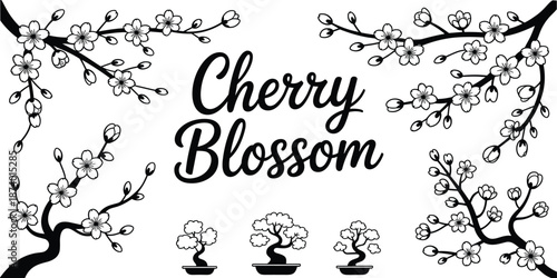 Cherry blossom sketch, vector