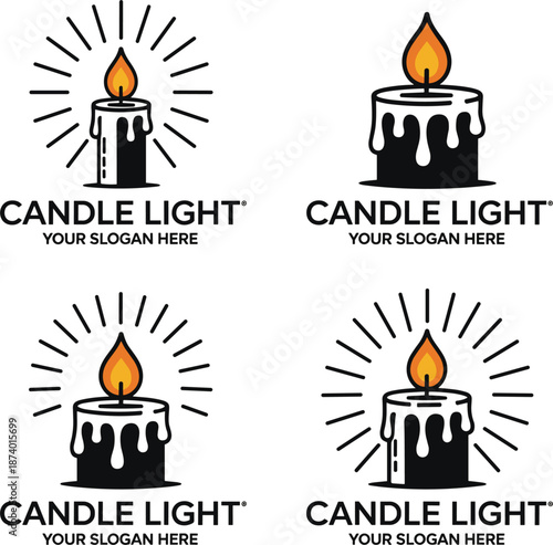 burning church candles doodle icon hand drawn