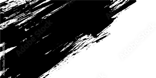 An abstract black ink splat grunge background vector illustration featuring a dark dirty texture with artistic paint splashes and a messy splatter border design element on paper