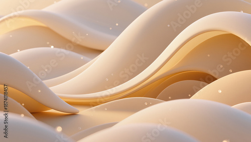 Gentle waves of cream flow softly in warm light at dusk