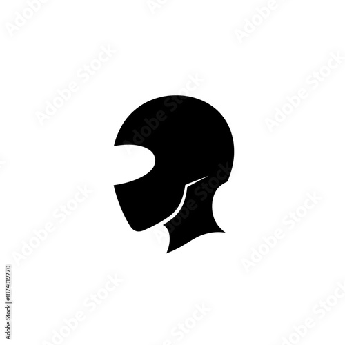 Minimalist vector illustration of a balaclava helmet on white background.