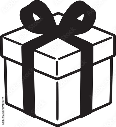 A beautifully wrapped gift box, presented with a delicate bow, is the perfect symbol of giving and receiving. The minimalistic design allows for a versatile representation of any special occasion.