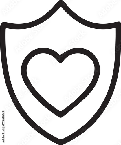 A shield protects the heart, symbolizing security and well-being. This image of the illustration offers a sense of safety, care, and resilience, suitable for a range of health and wellness concepts.