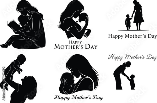 Mother's day silhouette graphics