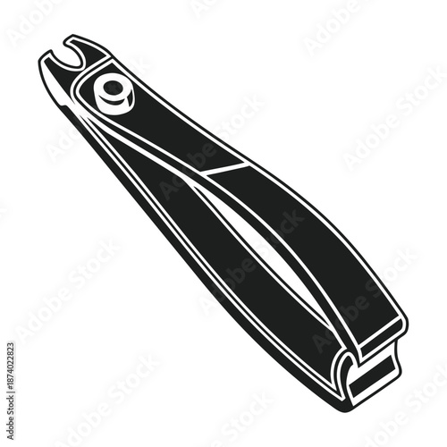 Silhouette of Nail Clippers on White Background