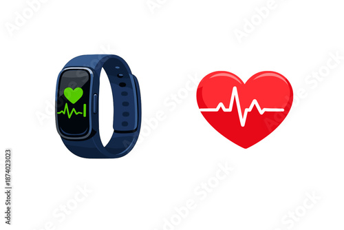 Fitness tracker and heart rate graphic