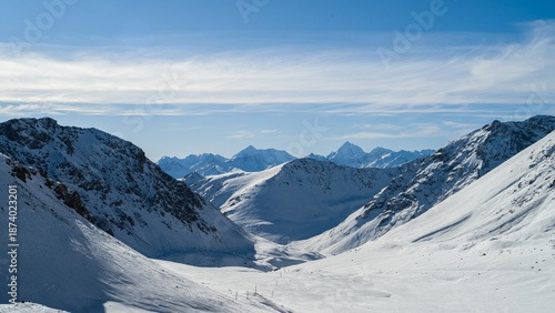 beautiful snowy mountain peaks. winter in the mountains. highlands