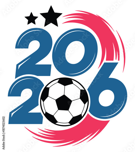 2026 football soccer vector design with dynamic circular motion and ball, world cup 2026, football world cup