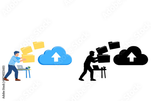 Man uploading files to cloud storage