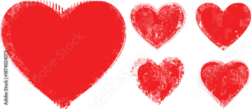 Set of Hearts . Grunge stamps collection.love Shapes for your design.Distressed symbols. Textured Valentine's Day signs.Vector illustration.
