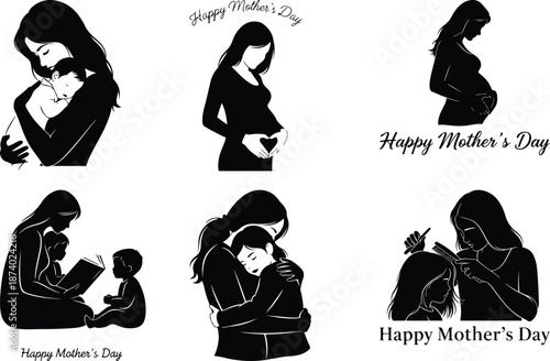 Happy mother's day silhouette images