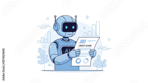 Wallpaper Mural Ai robot holding credit score report with data analytics elements Torontodigital.ca