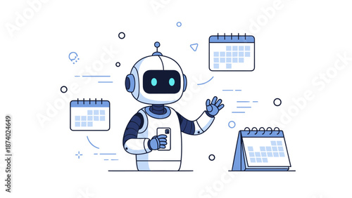 Robot planning with calendars and notes - artificial intelligence concept