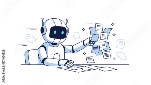 Friendly robot organizing documents with efficient precision