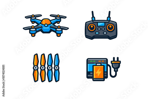Drone equipment icons