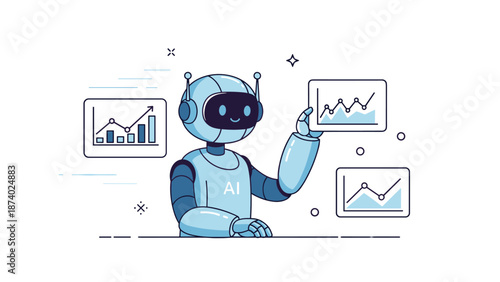 Ai robot analyzing financial growth charts with advanced technology interface
