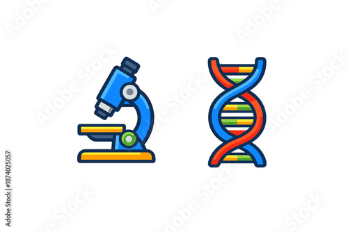 Microscope and DNA strand icons