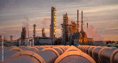 system of metal pipelines supplying gas to a modern factory © Mike Mareen