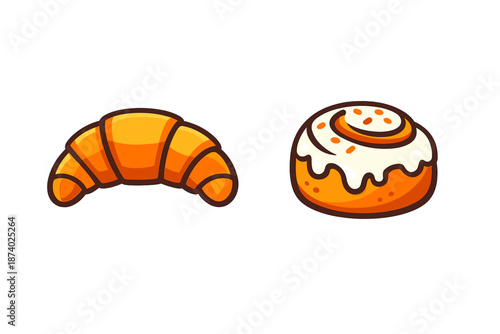 Croissant and Cinnamon Roll Icon