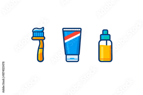 Dental hygiene icons with glowing effect