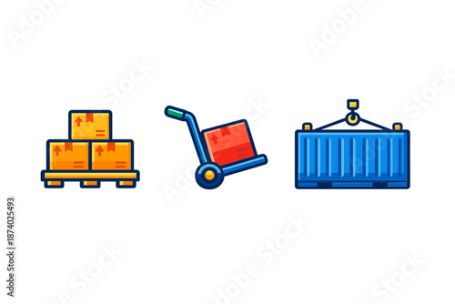 Logistics and shipping icons set