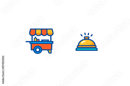 Food Cart and Service Bell Icons