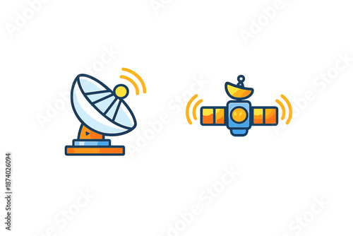 Satellite and Satellite Dish Communication Icon