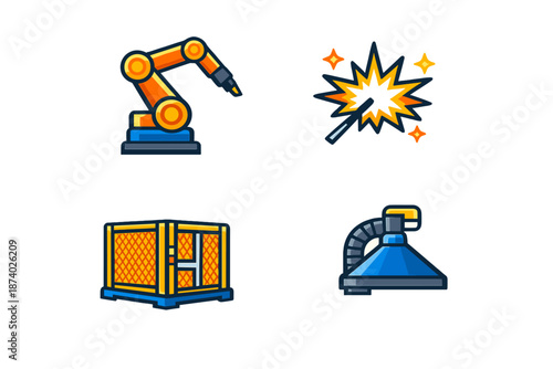 Set of Four Industrial Icons