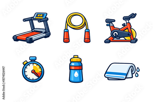 Fitness Equipment and Accessories Icons