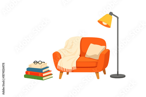 Cozy Reading Nook with Armchair and Books